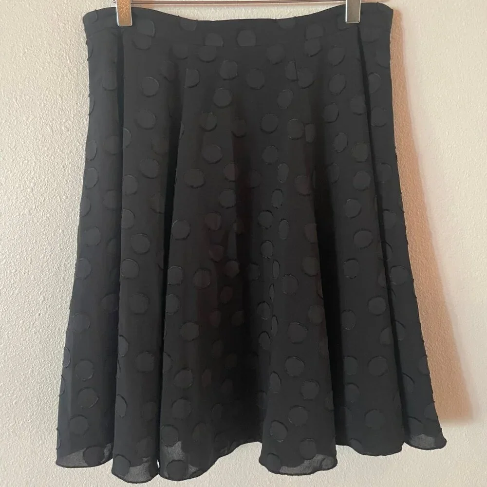 Ann Taylor Black Clip Dot Full Circle Chiffon Skirt Petite ‎ Size 6P - Picture 4 of 11